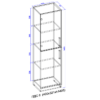 Open closet with glass 1495x400x320 beech