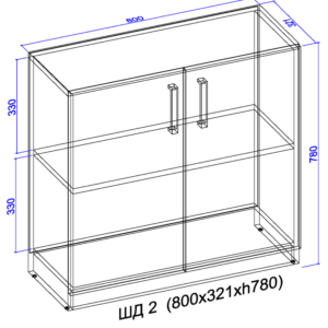 Тумба закрытая с полками 780x800x320 венге