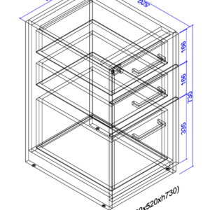 Pedestal with 3 lockable drawers